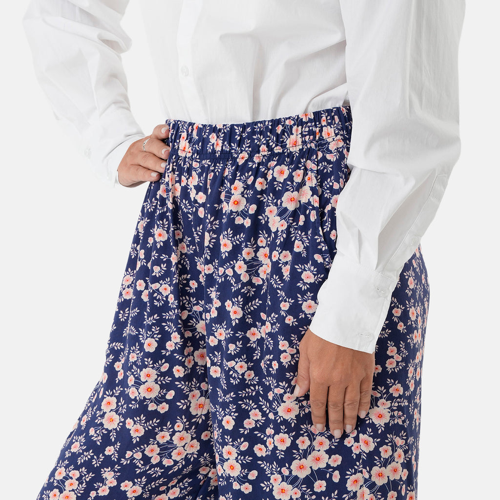 & Maisi Set of 2 - Womens Printed & Solid  Wide Leg Trousers (Size XL, 20-22) - Maroon & Navy, Cream with Pink_4488589_3
