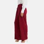 & Maisi Set of 2 - Womens Printed & Solid  Wide Leg Trousers (Size XL, 20-22) - Maroon & Navy, Cream with Pink_4488589_4