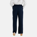 & Maisi Set of 2 - Womens Printed & Solid  Wide Leg Trousers (Size M, 12-14) - Brown with Blue & Navy_4488593_5