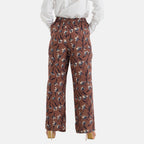 & Maisi Set of 2 - Womens Printed & Solid  Wide Leg Trousers (Size L, 16-18) - Brown with Blue & Navy_4488595_2