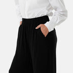 & Maisi Set of 2 - Womens Printed & Solid  Wide Leg Trousers (Size M, 12-14) - Black & White_4488606_3