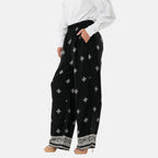 & Maisi Set of 2 - Womens Printed & Solid  Wide Leg Trousers (Size M, 12-14) - Black & White_4488606_4