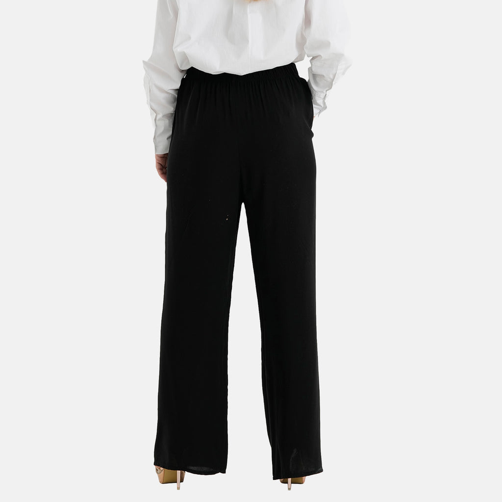 & Maisi Set of 2 - Womens Printed & Solid  Wide Leg Trousers (Size L, 16-18) - Black & White_4488608_2