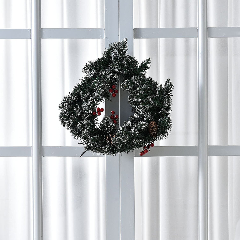 45cm Christmas Wreath with 30 LED String Light - Frost - Requires 3AA Batteries (Not Incld)