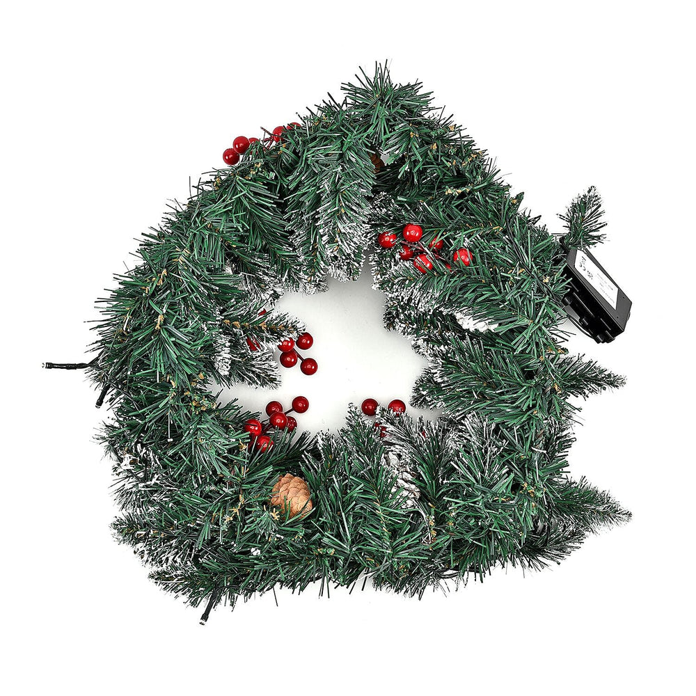 45cm Christmas Wreath with 30 LED String Light - Frost - Requires 3AA Batteries (Not Incld)