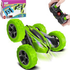 4WD High-Speed Rechargeable Remote Control Stunt Car Toy with Remote - Green