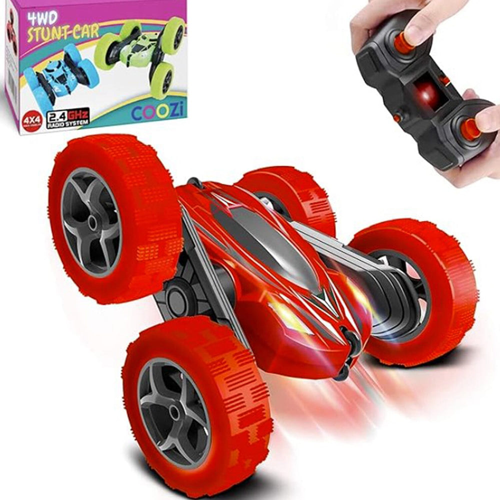 4WD High-Speed Rechargeable Remote Control Stunt Car Toy with Remote - Red