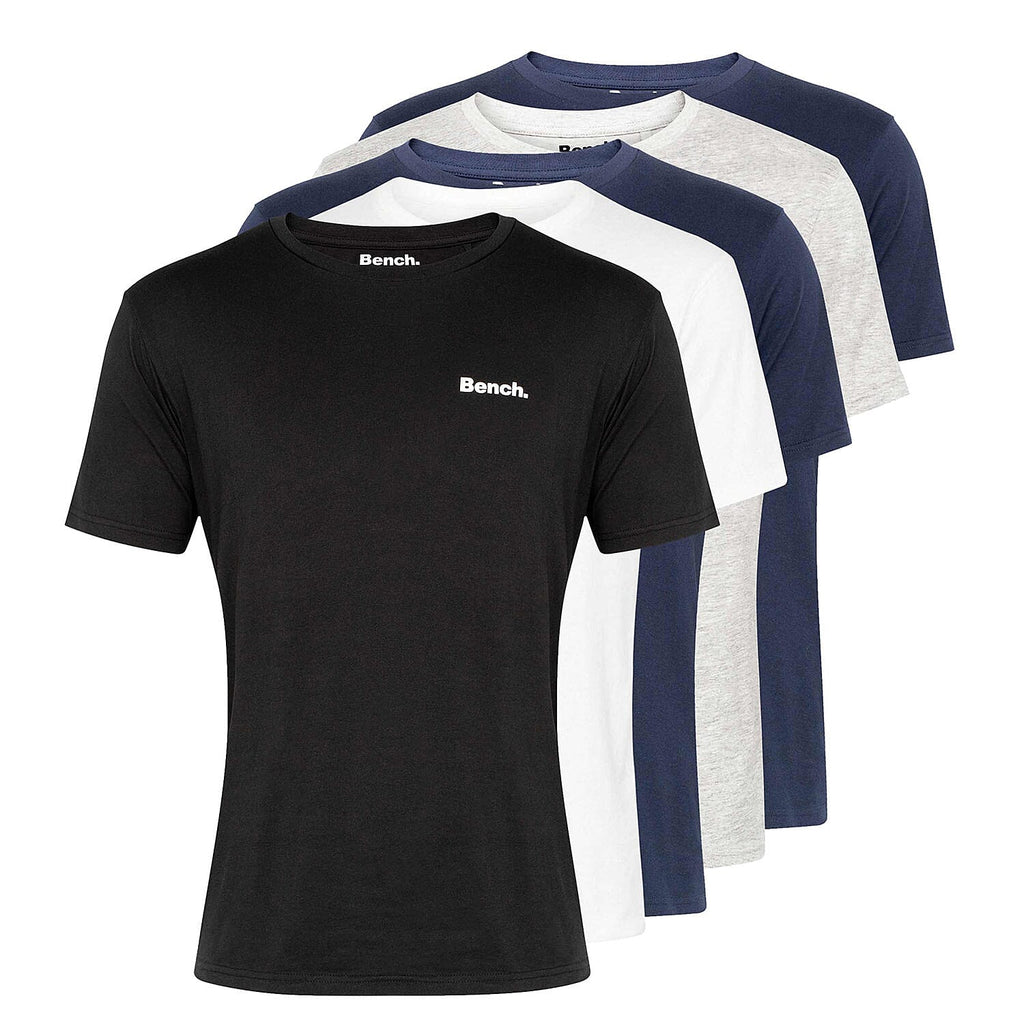 5 Pack Bench T Shirt with Free Socks (Size - L) -  White, Black, Grey and 2x Navy