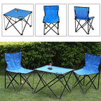 5 Piece Set - Outdoor Table and Four Chairs (Size Chair- 56x35x34 Cm, Table- 37x46 Cm) - Blue