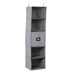 5-Shelf Hanging Shirt Rack with Storage Box - Grey