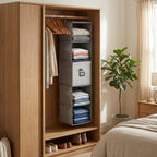 5-Shelf Hanging Shirt Rack with Storage Box - Grey
