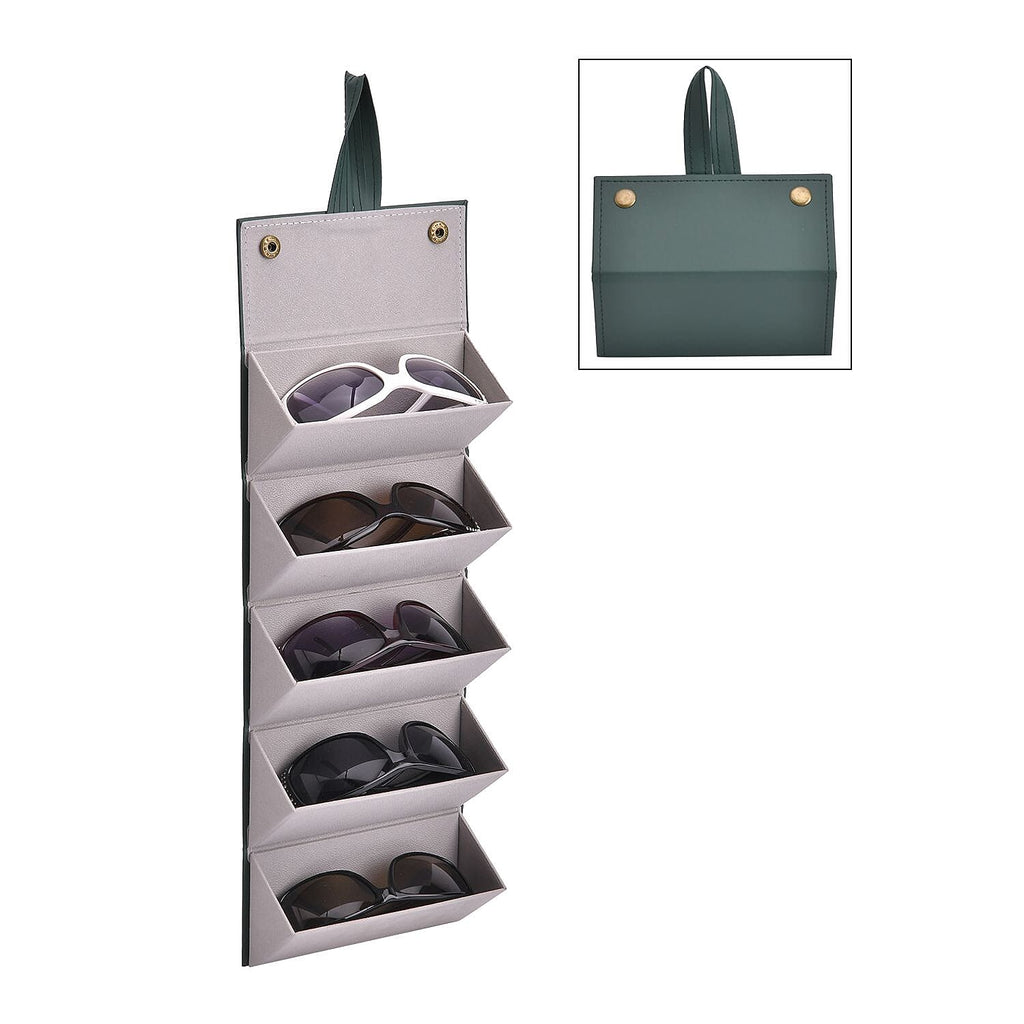 5 Slot Multipurpose Foldable Travel Organizer with Handle (Size 17x13x12 cm) - Dark Green
