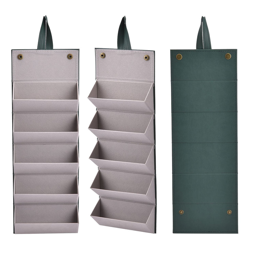 5 Slot Multipurpose Foldable Travel Organizer with Handle (Size 17x13x12 cm) - Dark Green