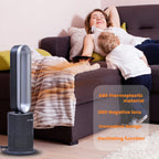 All Seasons 5 in 1 Electric Bladeless Fan-Heater with Remote Control, Air Purifier, Ionizer with HEPA Filter (86Cm) - Grey & Silver