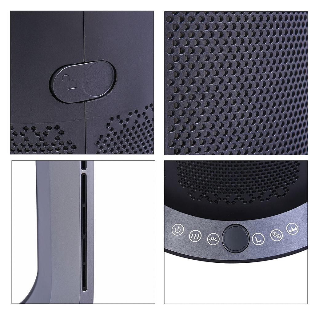 All Seasons 5 in 1 Electric Bladeless Fan-Heater with Remote Control, Air Purifier, Ionizer with HEPA Filter (86Cm) - Grey & Silver