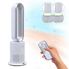 All Seasons 5 in 1 Electric Bladeless Heater-Fan with Remote Control, Air Purifier, Ionizer with HEPA Filter (86Cm) - White & Silver