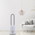 All Seasons 5 in 1 Electric Bladeless Heater-Fan with Remote Control, Air Purifier, Ionizer with HEPA Filter (86Cm) - White & Silver