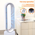 All Seasons 5 in 1 Electric Bladeless Heater-Fan with Remote Control, Air Purifier, Ionizer with HEPA Filter (86Cm) - White & Silver