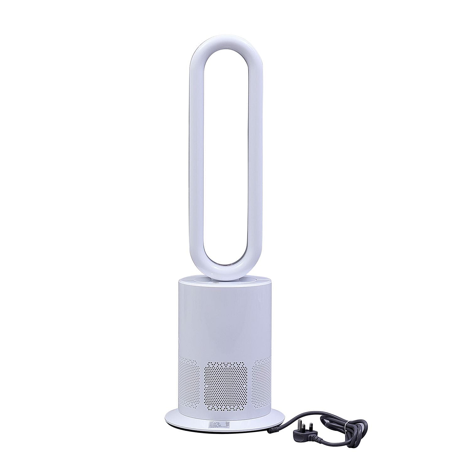 All Seasons 5 in 1 Electric Bladeless Heater-Fan with Remote Control, Air Purifier, Ionizer with HEPA Filter (86Cm) - White & Silver