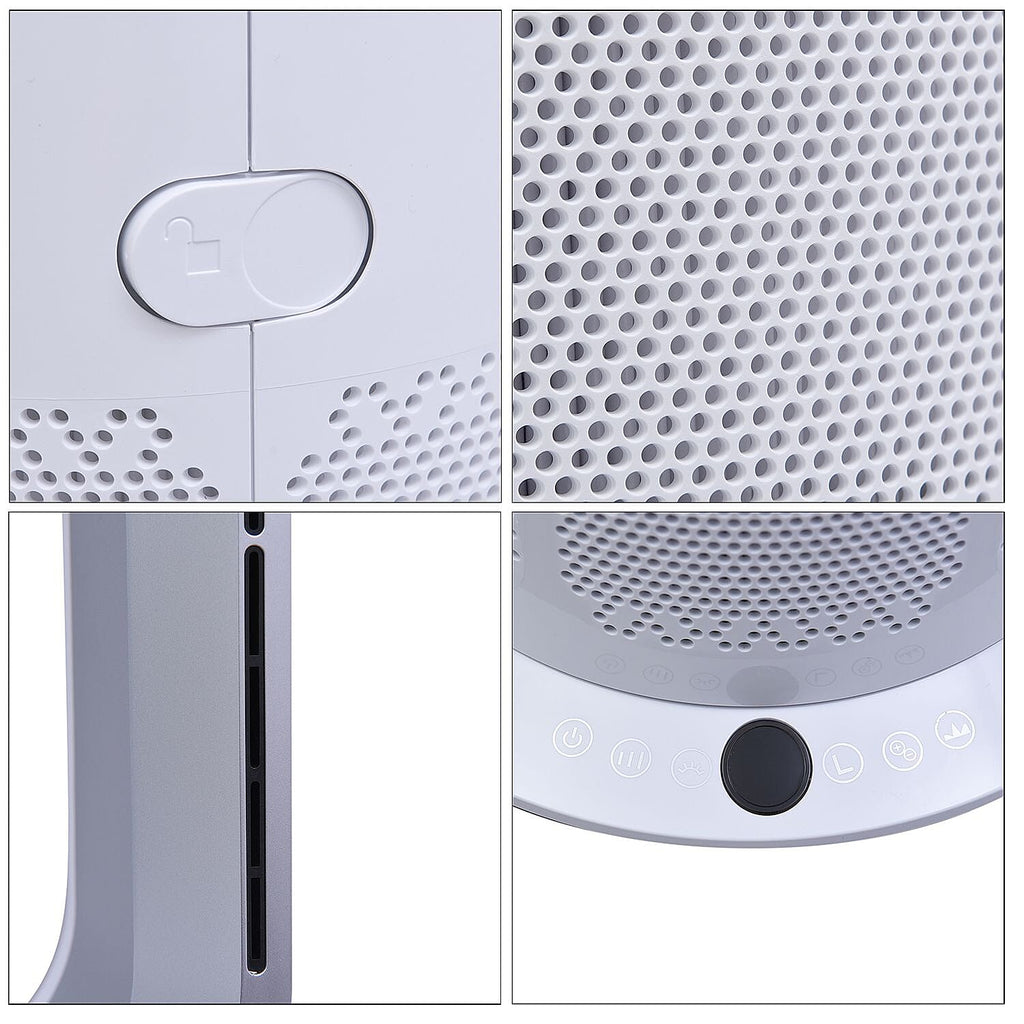 All Seasons 5 in 1 Electric Bladeless Heater-Fan with Remote Control, Air Purifier, Ionizer with HEPA Filter (86Cm) - White & Silver