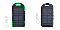 5000mAh Power Bank with Solar Panel, USB Cable (Change Android into Type C) - Green & Black