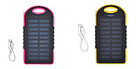 5000mAh Power Bank with Solar Panel, USB Cable  (Change Android into Type C) - Pink & Black