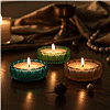 6 Pack- Bliss - Beyond English Oak, Coconut Vanilla - French Coffee Scented Candle (50g) - Coffee, Blue - Green