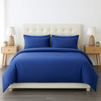 6 Piece Cotton Duvet Cover Set - Inc. 1 Duvet Cover, 1 Fitted Sheet with 2 Housewife & 2 Oxford Pillowcases (Double) - Blue