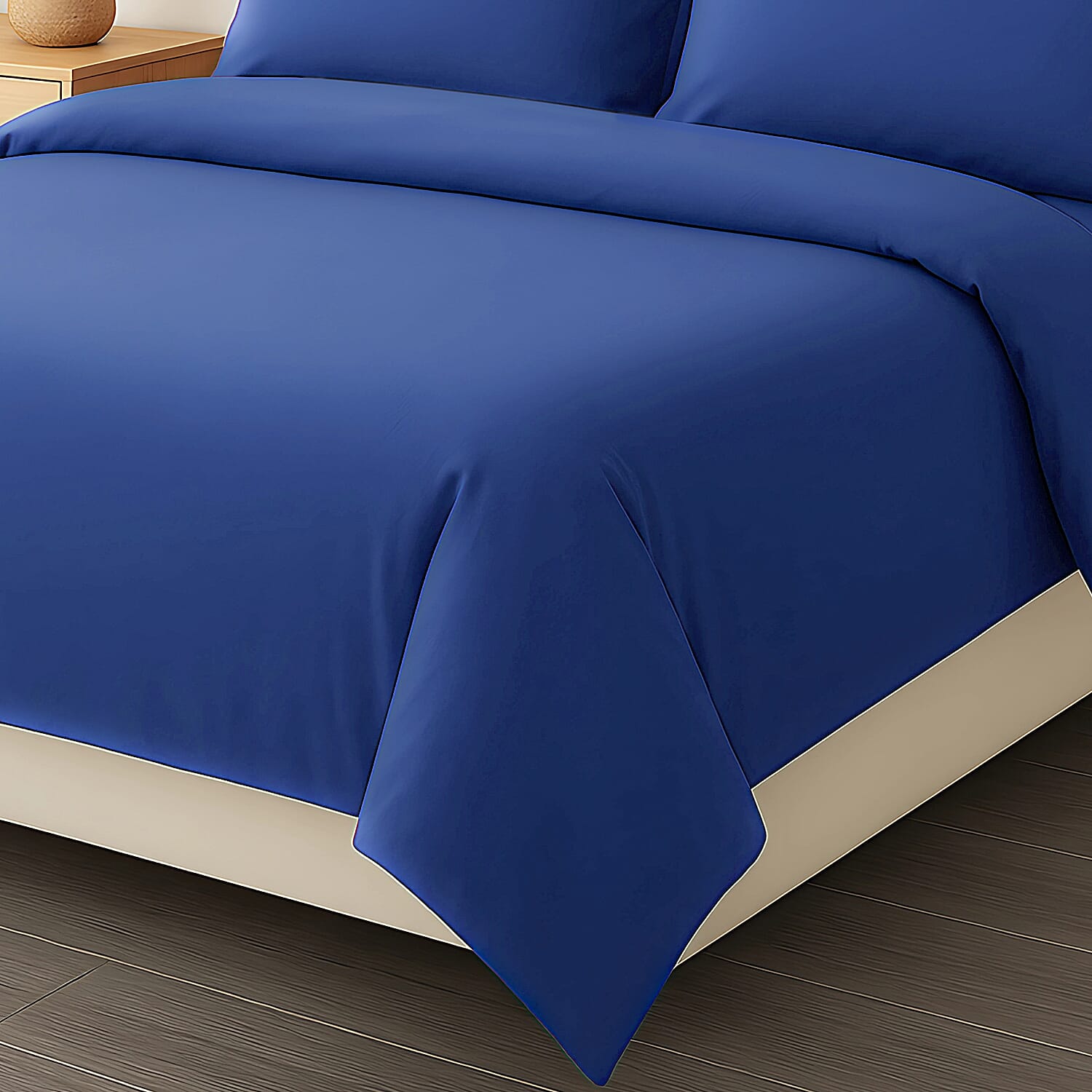 6 Piece Cotton Duvet Cover Set - Inc. 1 Duvet Cover, 1 Fitted Sheet with 2 Housewife & 2 Oxford Pillowcases (Double) - Blue