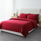 6 Piece Cotton Duvet Cover Set - Inc. 1 Duvet Cover, 1 Fitted Sheet with 2 Housewife & 2 Oxford Pillowcases (Double) - Maroon