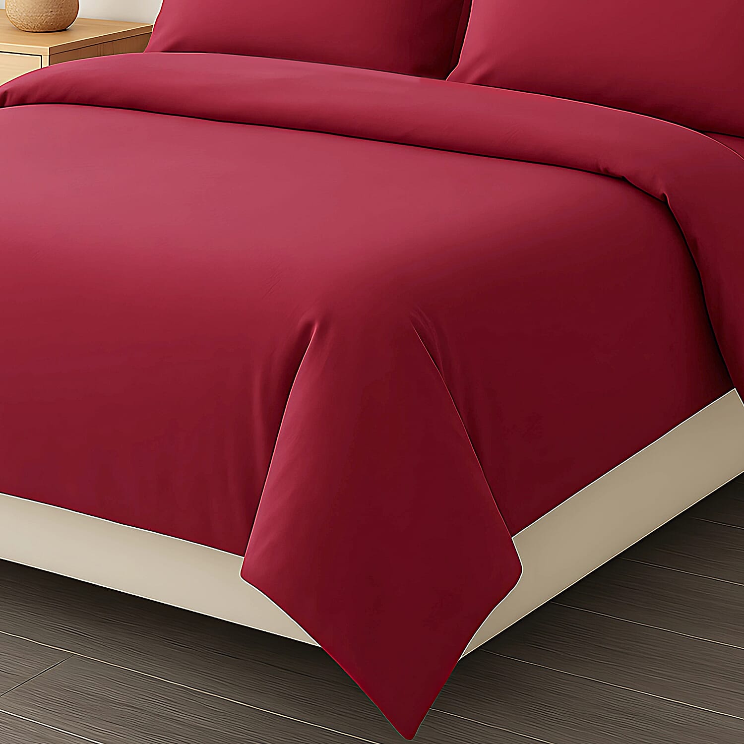6 Piece Cotton Duvet Cover Set - Inc. 1 Duvet Cover, 1 Fitted Sheet with 2 Housewife & 2 Oxford Pillowcases (Double) - Maroon