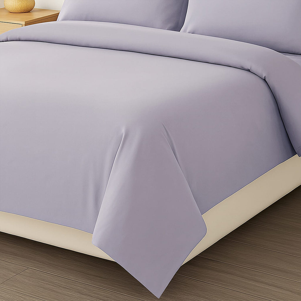6 Piece Cotton Duvet Cover Set - Inc. 1 Duvet Cover, 1 Fitted Sheet with 2 Housewife & 2 Oxford Pillowcases (King) - Light Grey