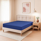 6 Piece Cotton Duvet Cover Set - Inc. 1 Duvet Cover, 1 Fitted Sheet with 2 Housewife & 2 Oxford Pillowcases (King) - Blue