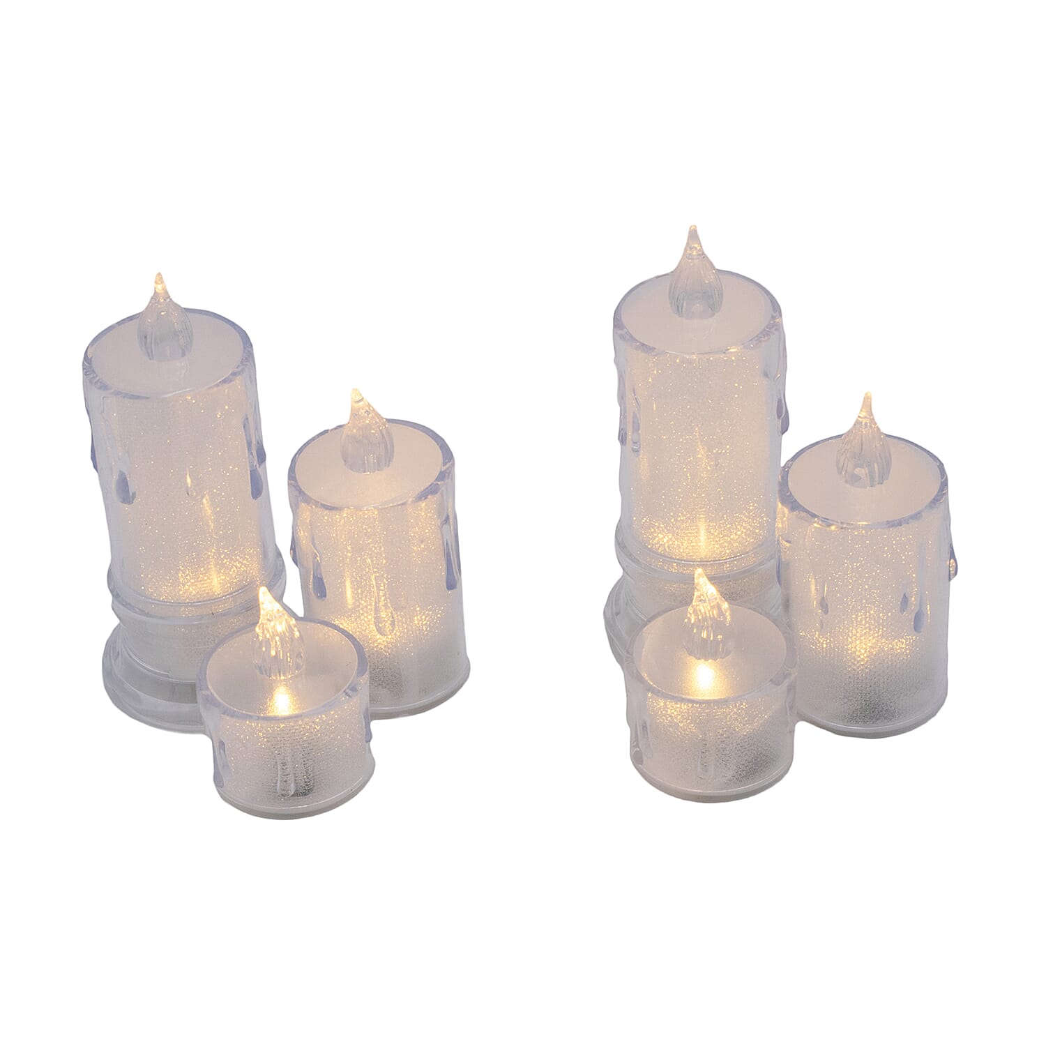 6 Piece Tea Lights Set (2-4x5cm, 2-4x6.5cm, 2-4x8 cm) - White
