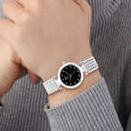 EON 1962 Swiss Movement 12 Champagne Studded 5 ATM Water Resistant Watch in Silver Tone