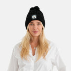 USB Rechargeable Waterproof LED Lighted Bobble Hat with Sherpa Lining (Size 26x20 Cm) - Black_6126642