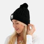USB Rechargeable Waterproof LED Lighted Bobble Hat with Sherpa Lining (Size 26x20 Cm) - Black_6126642_1