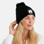 USB Rechargeable Waterproof LED Lighted Bobble Hat with Sherpa Lining (Size 26x20 Cm) - Black_6126642_2