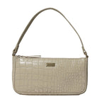 ASSOTS LONDON Zara 100% Genuine Leather Croc Embossed Handbag (Size 25x14x5 Cm) - Off White_6249949