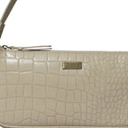 ASSOTS LONDON Zara 100% Genuine Leather Croc Embossed Handbag (Size 25x14x5 Cm) - Off White_6249949_4
