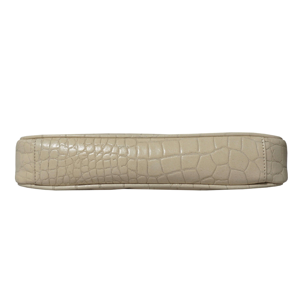 ASSOTS LONDON Zara 100% Genuine Leather Croc Embossed Handbag (Size 25x14x5 Cm) - Off White_6249949_5