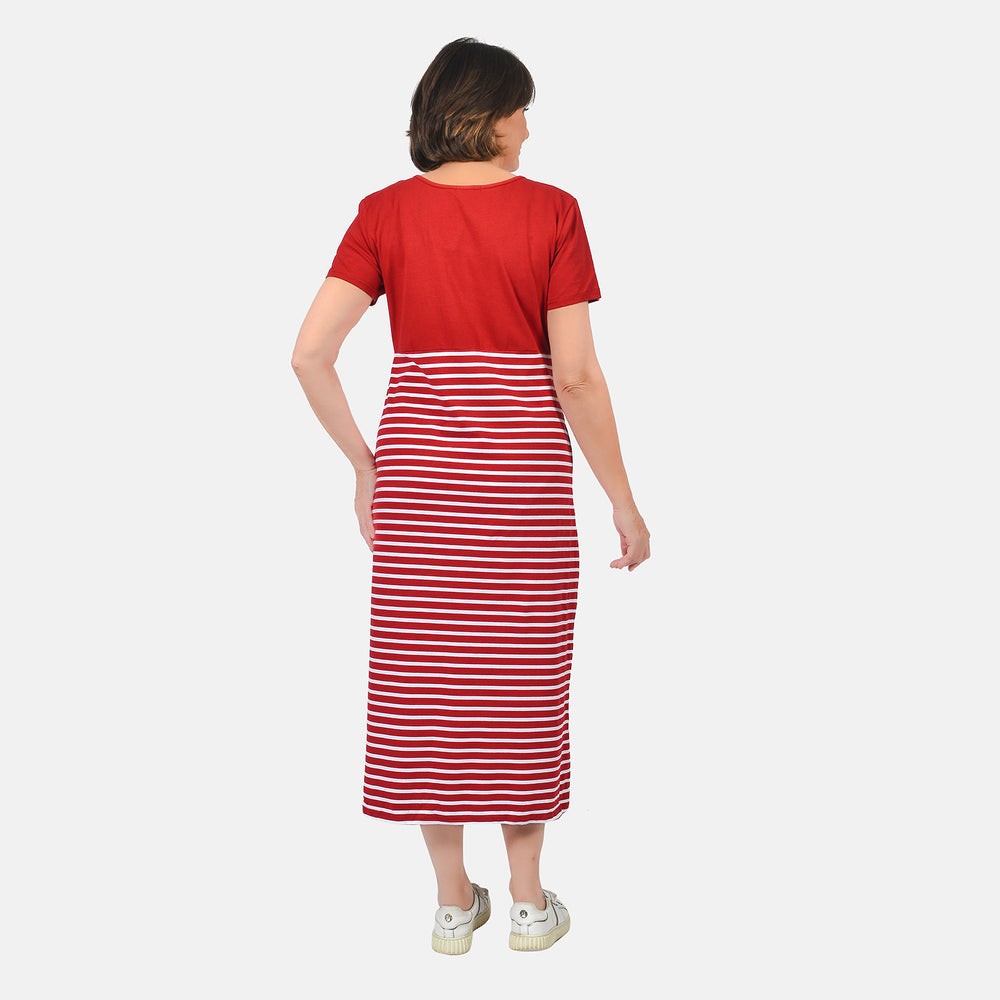 Sugar Crisp Short Sleeve T-Shirt Maxi Dress in Red (Size S)_6290645_1