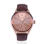 JOWISSA Tiro Swiss Mens 5 ATM Water Resistant Watch with Alligator Print Genuine Leather Strap - Rose Gold & Brown_6325174