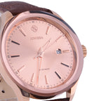 JOWISSA Tiro Swiss Mens 5 ATM Water Resistant Watch with Alligator Print Genuine Leather Strap - Rose Gold & Brown_6325174_2
