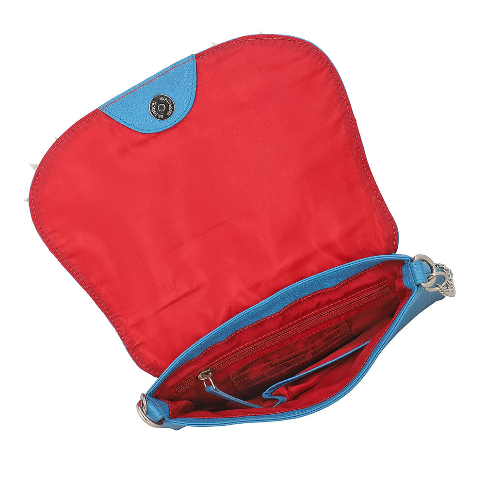 THE HANDCRAFTED LUXURY - Sukriti 100% Genuine Leather Handpainted Shoulder Bag - Blue