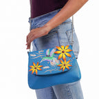 THE HANDCRAFTED LUXURY - Sukriti 100% Genuine Leather Handpainted Shoulder Bag - Blue