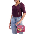 THE HANDCRAFTED LUXURY - Sukriti 100% Genuine Leather Handpainted Shoulder Bag - Pink
