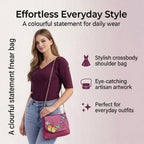 THE HANDCRAFTED LUXURY - Sukriti 100% Genuine Leather Handpainted Shoulder Bag - Pink