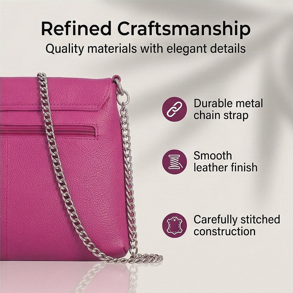 THE HANDCRAFTED LUXURY - Sukriti 100% Genuine Leather Handpainted Shoulder Bag - Pink