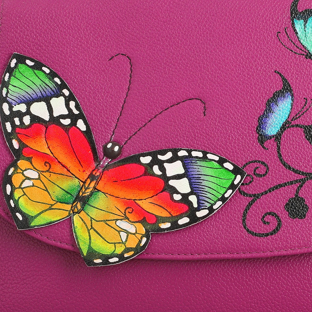 THE HANDCRAFTED LUXURY - Sukriti 100% Genuine Leather Handpainted Shoulder Bag - Pink